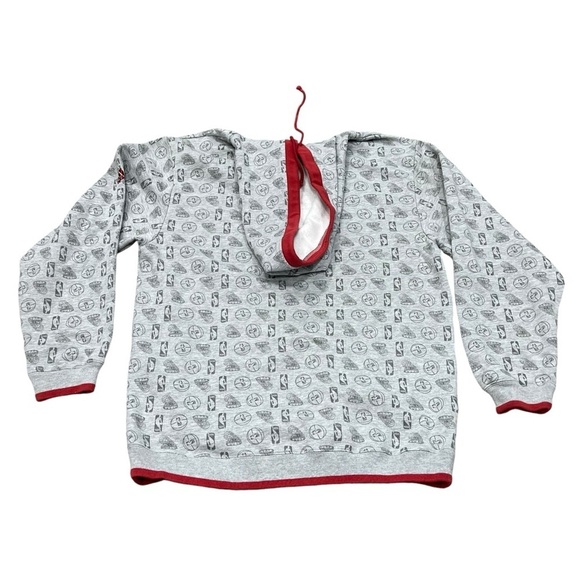 Adidas Cleveland Cavaliers NBA Gray Print All Over Hoodie Sweatshirt Size Large - Picture 2 of 6